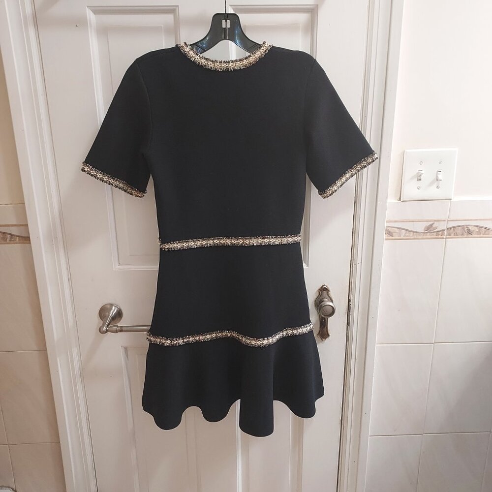 MAJE Rongalon Tweed Trimmed Knit Black Dress - Picture 9 of 9